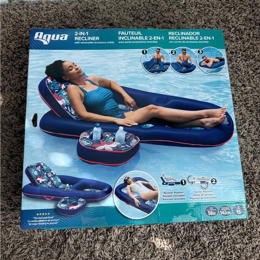 Aqua 2-in-1 Recliner Pool Float & Pump - Picture 3 of 3